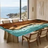 Premium Wood Epoxy Table featuring Ocean Blue epoxy resin product DET010