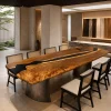 Premium custom Wood Epoxy Table with Black epoxy resin SKU DET013
