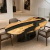 Designer Wood Epoxy Table featuring Black epoxy resin product DET015