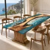 Premium Wood Epoxy Table featuring Ocean Blue epoxy resin product DET018
