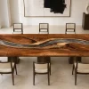 Premium custom Wood Epoxy Table with Smoke Gray epoxy resin SKU DET023