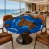 Custom French Poplar Epoxy Burnt Wood Table Top with Blue epoxy
