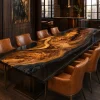Custom Walnut Epoxy Burnt Wood Table Top with Black epoxy