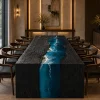 Custom Walnut Epoxy Burnt Wood Table Top with Ocean Blue epoxy