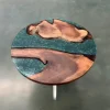 Custom Walnut Live Edge Epoxy Round Table Top with Blue Epoxy ERTT005