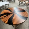 Custom Walnut Live Edge Epoxy Round Table Top with Black Epoxy ERTT010