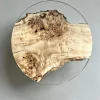 Custom French Poplar Live Edge Epoxy Round Table Top with Crystal Clear Epoxy ERTT013