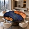 Custom Walnut Live Edge Epoxy Round Table Top with Galaxy Epoxy ERTT022