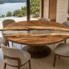 Custom Walnut River Epoxy Round Table Top with Crystal Clear Epoxy ERTT027