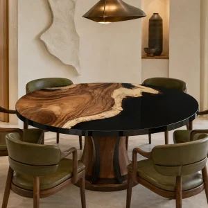Custom Walnut Live Edge Epoxy Round Table Top ERTT029