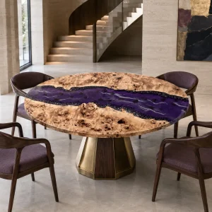 Custom French Poplar River Epoxy Round Table Top ERTT032