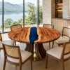 Custom Walnut River Epoxy Round Table Top with Blue Epoxy ERTT033