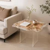 Custom French Poplar Live Edge Epoxy Console Tables with Crystal Clear Epoxy FCS005