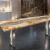 Custom French Poplar River Epoxy Console Tables with Crystal Clear Epoxy FCS006