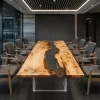 Custom French Poplar Crystal Clear Live Edge Table Conference Tables FCT002