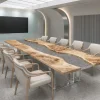 Custom French Poplar Crystal Clear Live Edge Table Conference Tables FCT006