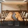 Custom French Poplar Crystal Clear Live Edge Table Conference Tables FCT007