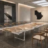 Custom French Poplar Crystal Clear Live Edge Table Conference Tables FCT012