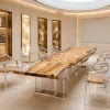 Custom French Poplar Crystal Clear Live Edge Table Conference Tables FCT014