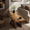 Custom French Poplar Live Edge Epoxy End Tables with Crystal Clear Epoxy FE004