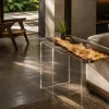 Custom French Poplar Live Edge Epoxy End Tables with Crystal Clear Epoxy FE007