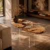 Custom French Poplar Live Edge Epoxy End Tables with Crystal Clear Epoxy FE009