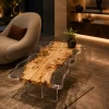 Custom French Poplar Live Edge Epoxy End Tables with Crystal Clear Epoxy FE014