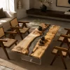 Custom French Poplar River Epoxy Coffee Tables with Crystal Clear Epoxy FECT001