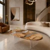 Custom French Poplar Live Edge Epoxy Coffee Tables with Crystal Clear Epoxy FECT002