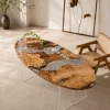 Custom French Poplar Live Edge Epoxy Coffee Tables with Crystal Clear Epoxy FECT007