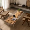 Custom French Poplar Live Edge Epoxy Coffee Tables with Crystal Clear Epoxy FECT010