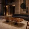 Custom French Poplar Live Edge Epoxy Coffee Tables with Grey Epoxy FECT016