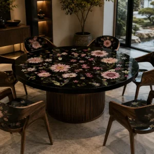 Made-to-order Floral Epoxy Tables in model FL005