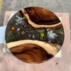 Bespoke Walnut Live Edge.Epoxy Resin Flower Table featuring Crystal Clear epoxy resin product FL006