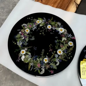 Premium custom.Epoxy Resin Flower Table with Black epoxy resin SKU FL008