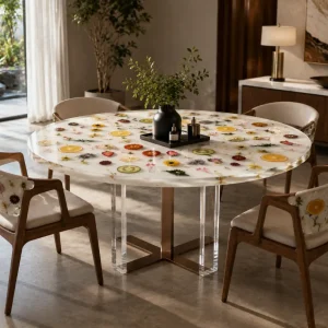 Premium custom Floral Epoxy Tables Contemporary SKU FL010