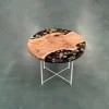 Premium French Poplar Live Edge.Epoxy Resin Flower Table featuring Black epoxy resin product FL010