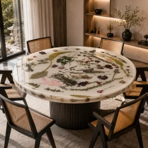 Made-to-order Contemporary Floral Epoxy Tables in model FL011
