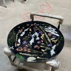 Premium.Epoxy Resin Flower Table featuring Black epoxy resin product FL011