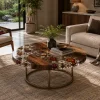 Handcrafted Floral Wood Epoxy Tables with SKU FL012