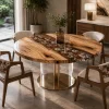 Designer Floral Wood Epoxy Tables made with reference FL013
