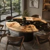 Made-to-order Floral Wood Epoxy Tables in model FL015