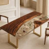 Luxury Live Edge.Epoxy Resin Flower Table crafted from Walnut and Crystal Clear epoxy resin SKU FL018