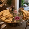 Designer Floral Wood Epoxy Tables made with reference FL019