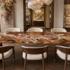 Handcrafted.Epoxy Resin Flower Table with Burl and White epoxy resin in a Live Edge design SKU FL024