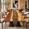 Designer River.Epoxy Resin Flower Table made with Walnut and Crystal Clear epoxy resin reference FL026