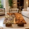 Handcrafted.Epoxy Resin Flower Table with Walnut and Crystal Clear epoxy resin in a Live Edge design SKU FL028