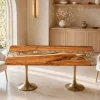 Handcrafted River.Epoxy Resin Flower Table crafted from Walnut and Crystal Clear epoxy resin SKU FL031
