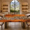 Signature Live Edge.Epoxy Resin Flower Table crafted from Walnut and Crystal Clear epoxy resin SKU FL034