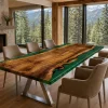 Designer Live Edge Conference Table made with and Green epoxy resin reference GT002